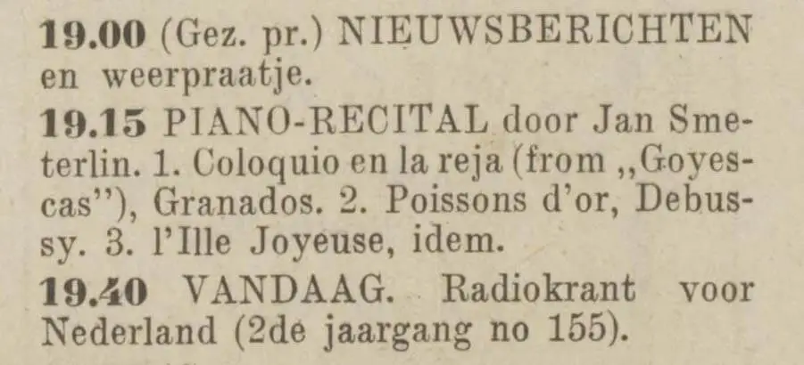 Jan Smeterlin Radio Hilversum Debussy & Granados
